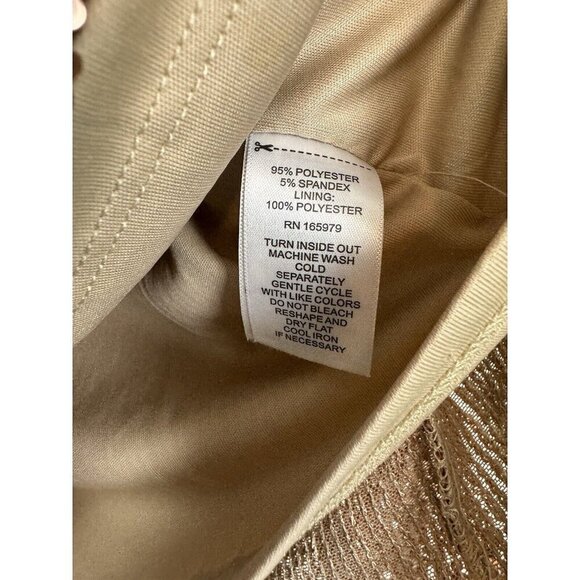 Cable & Gauge Gold Sequined Keyhole Neck Long Sleeve Lined Top Size Medium - Picture 4 of 6